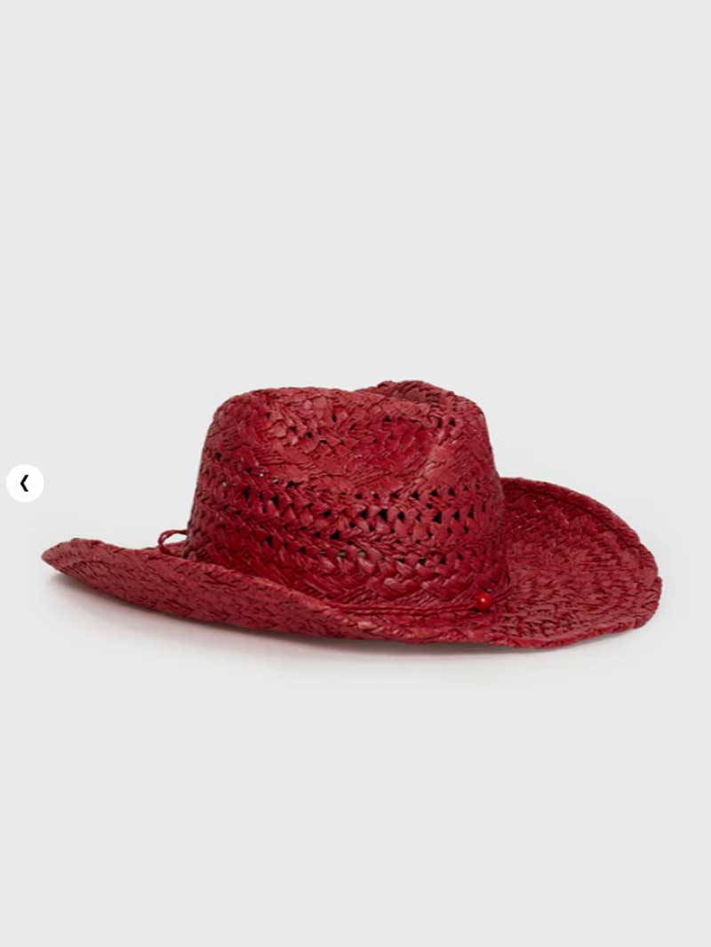 Chapeau de cowboy rouge peint  - Cowboy Hat Straw avis et prix